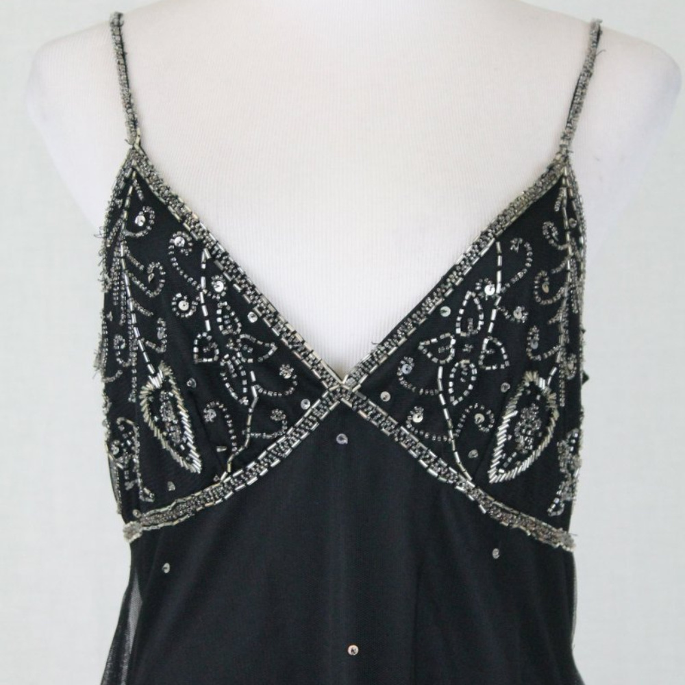 Vintage Adrianna Papell Beaded Black Tunic Top - Picture 4 of 8